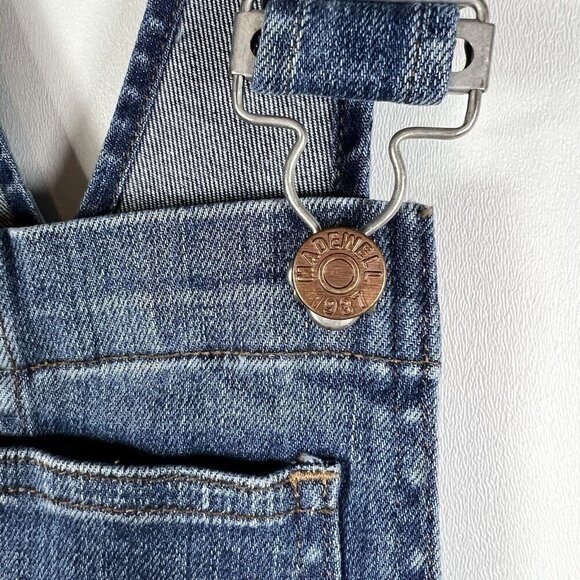 Madewell Womens Skinny Denim Bib Overalls‎ Jansing Wash Side Zip Size XS Stretch - Picture 6 of 10
